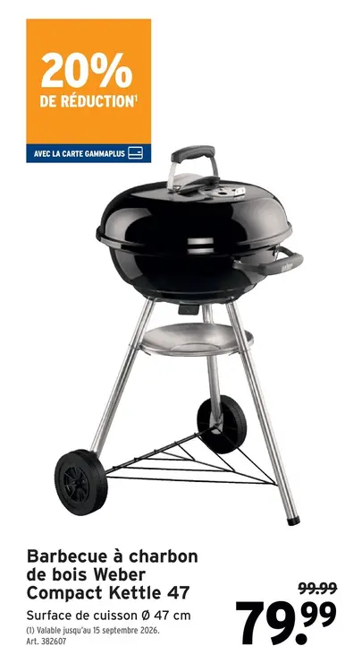 Offre: Barbecue à charbon de bois Weber Compact Kettle