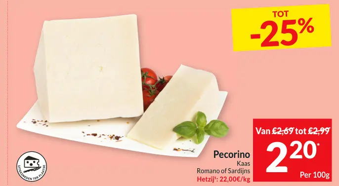 Promotie: Pecorino Kaas
