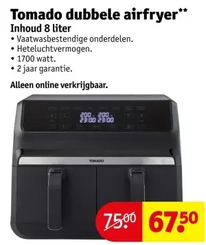 Aanbieding: Tomado dubbele airfryer