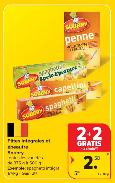 Offre: Pâtes intégrales et épeautre