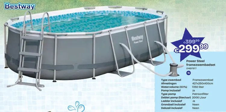 Aanbieding: Power Steel ovaal framezwembadset 427x250x100cm