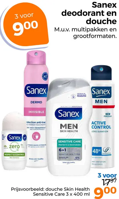 Aanbieding: Sanex deodorant en douche