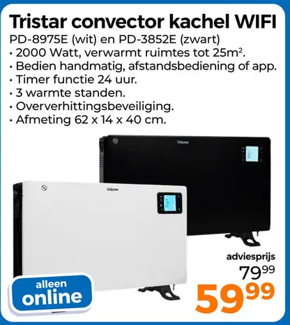 Aanbieding: Tristar convector kachel WIFI