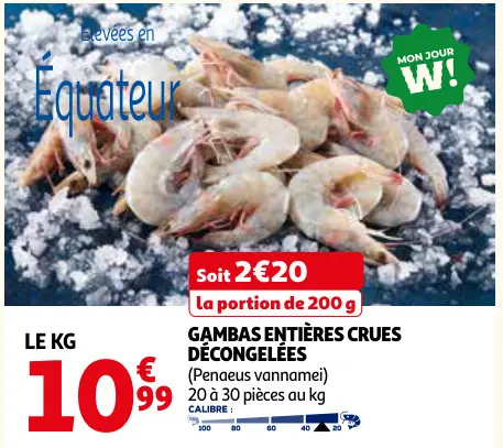 Promotie: Gambas entières crues décongelées