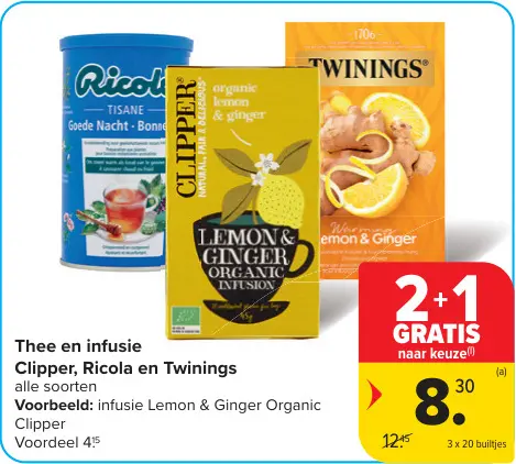 Promotie: Thee en infusie Clipper, Ricola en Twinings