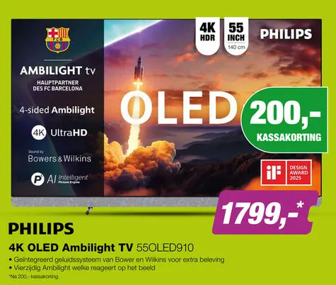 Aanbieding: 4K OLED Ambilight TV 55OLED910