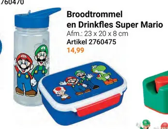 Aanbieding: Broodtrommel en Drinkfles Super Mario