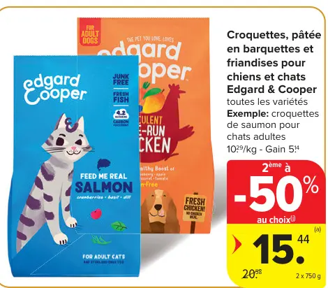 Offre: Croquettes, pâtée en barquettes et friandises