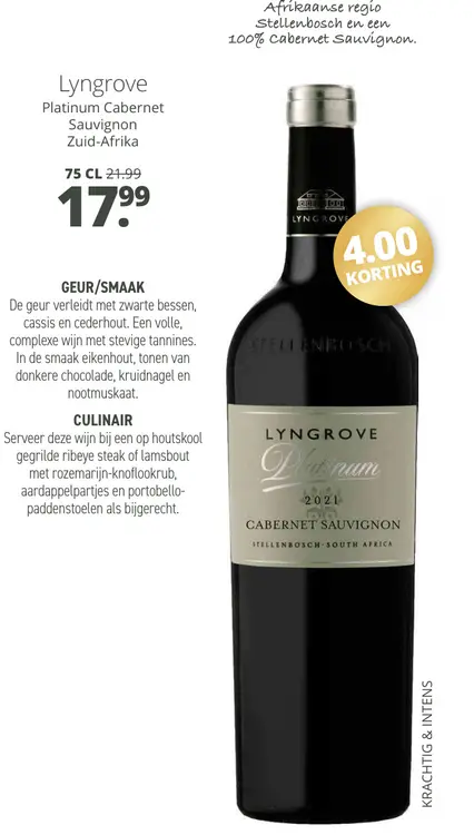 Aanbieding: Platinum Cabernet Sauvignon Zuid-Afrika