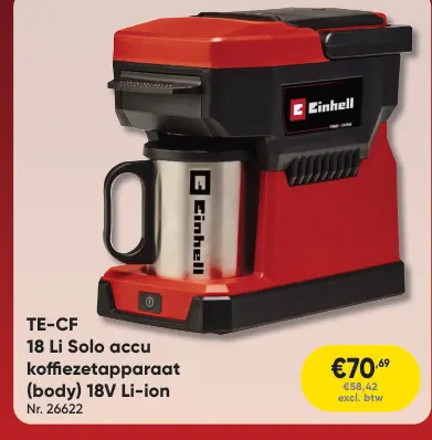 Promotie: TE-CF 18 Li Solo accu koffiezetapparaat