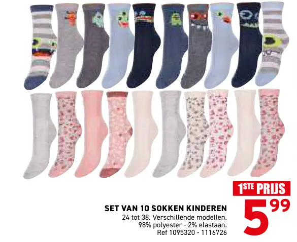 Promotie: Set van 10 sokken kinderen