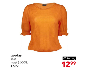 Aanbieding: TwoDay dames top met ruches oranje
