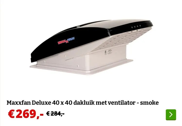 Aanbieding: Maxxfan Deluxe 40 x 40 dakluik met ventilator - smoke