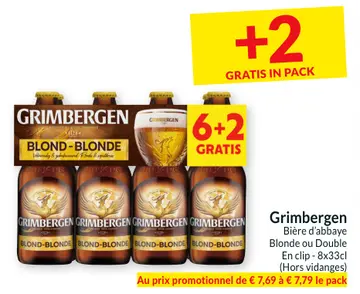 Offre: Grimbergen Bière d'abbaye Blonde ou Double