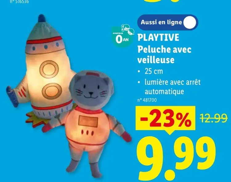 Offre: Peluche avec veilleuse