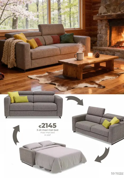 Promotie: 3-zit maxi met bed