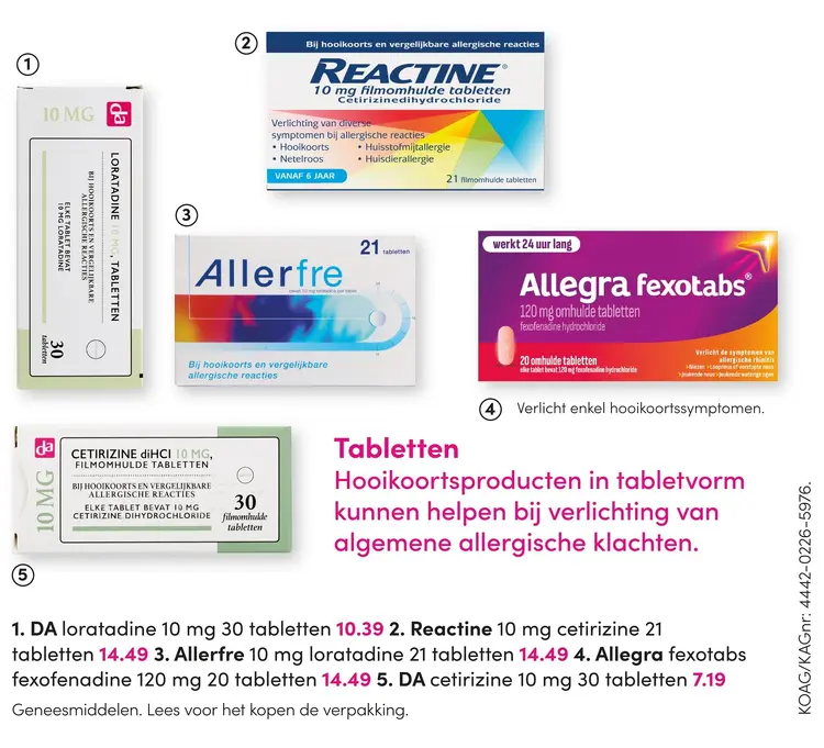 Aanbieding: Tabletten hooikoorts