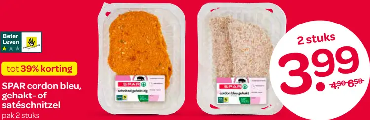 Aanbieding: Cordon bleu, gehakt- of satéschnitzel