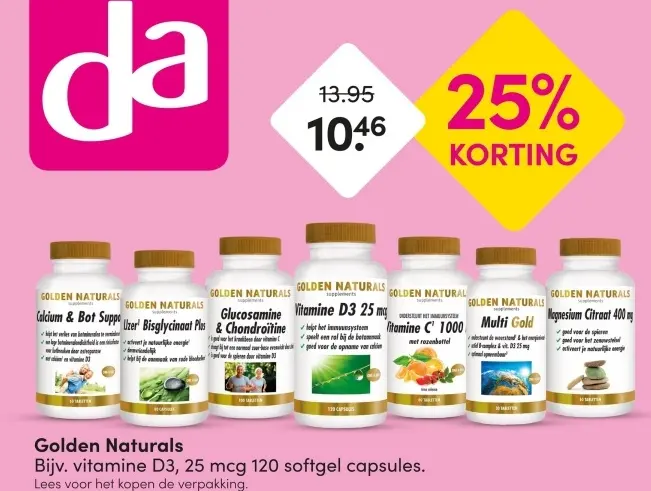 Aanbieding: Golden Naturals Bijv. vitamine D3, 25 mcg 120