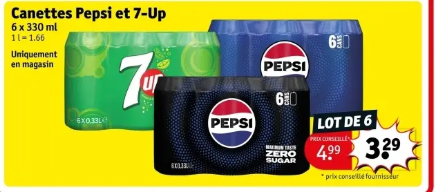 Offre: Canettes Pepsi et 7-Up