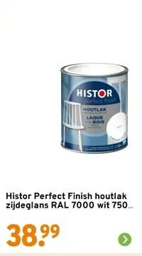 Aanbieding: Histor Perfect Finish houtlak zijdeglans RAL 7000 wit 750