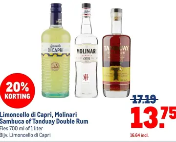Aanbieding: Limoncello di Capri, Molinari Sambuca of Tand