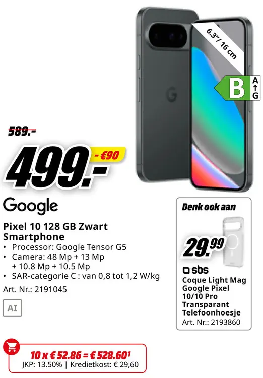 Promotie: Pixel 10 128 GB Zwart Smartphone