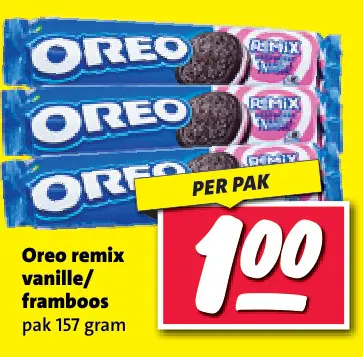 Aanbieding: Oreo remix vanille/framboos
