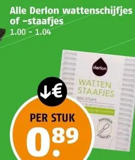 Aanbieding: Alle Derlon wattenschijfjes of -staafjes