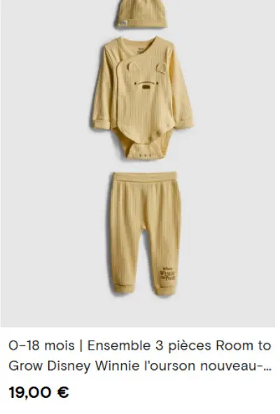 Offre: Ensemble 3 pièces Room to Grow Disney Winnie 