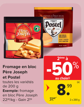 Offre: Fromage en bloc Père Joseph et Postel