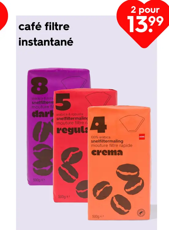 Offre: café filtre instantané