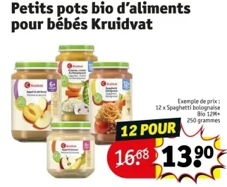 Offre: Petits pots bio d'aliments pour bébés