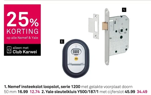 Aanbieding: Insteekslot loopslot serie 1200 of sleutelkluis Y500/187/1