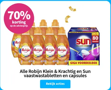 Aanbieding: Robijn Klein & Krachtig en Sun vaastwastablet