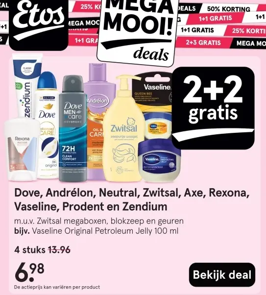 Aanbieding: Dove, Andrélon, Neutral, Zwitsal, Axe, Rexona, Vaseline, Prodent en Zendium