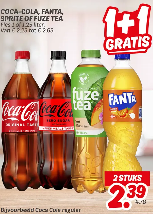 Aanbieding: Coca-Cola, Fanta, Sprite of Fuze Tea