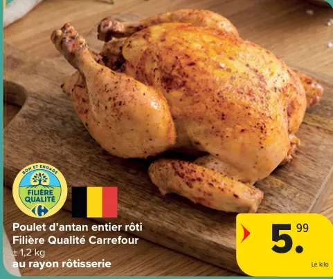 Offre: Poulet d'antan entier rôti