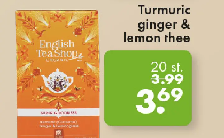 Aanbieding: English Tea Shop Turmeric ginger & lemon thee