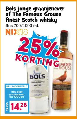 Aanbieding: Bols jonge graanjenever of The Famous Grouse finest scotch whisky