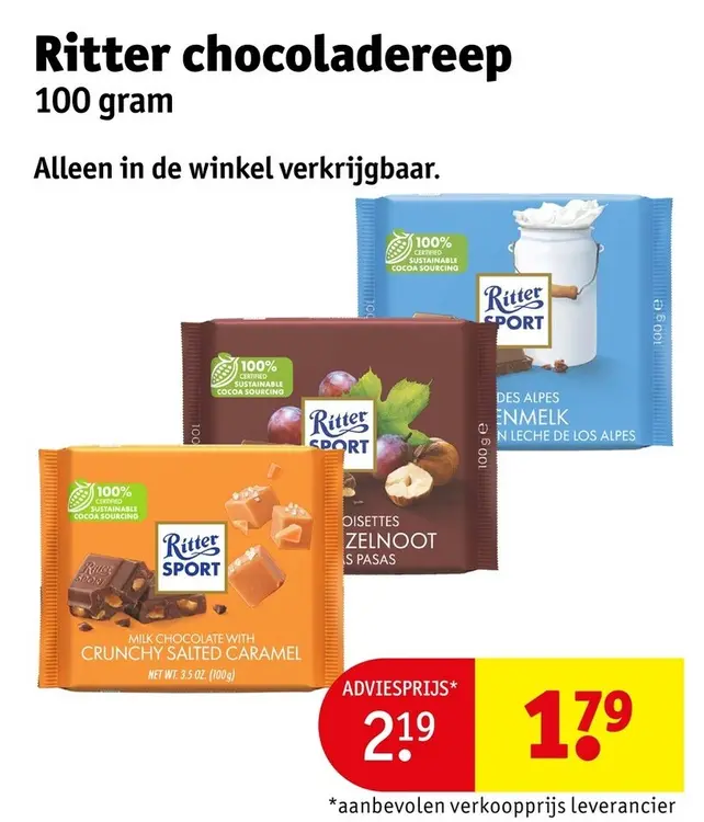 Aanbieding: Ritter chocoladereep