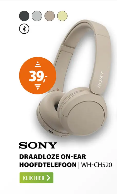 Aanbieding: Sony WH-CH520 Beige