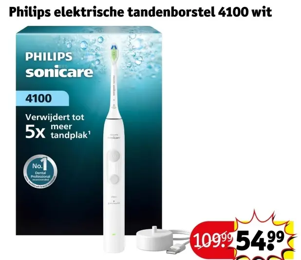 Aanbieding: Philips elektrische tandenborstel 4100 wit