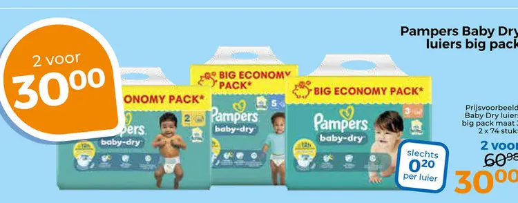 Aanbieding: Pampers Baby Dry luiers big pack