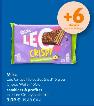 Offre: Leo Crispy Noisettes ou Choco Wafer