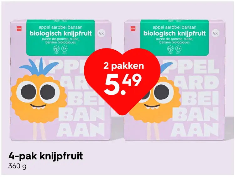 Promotie: 4-pack biologisch knijpfruit