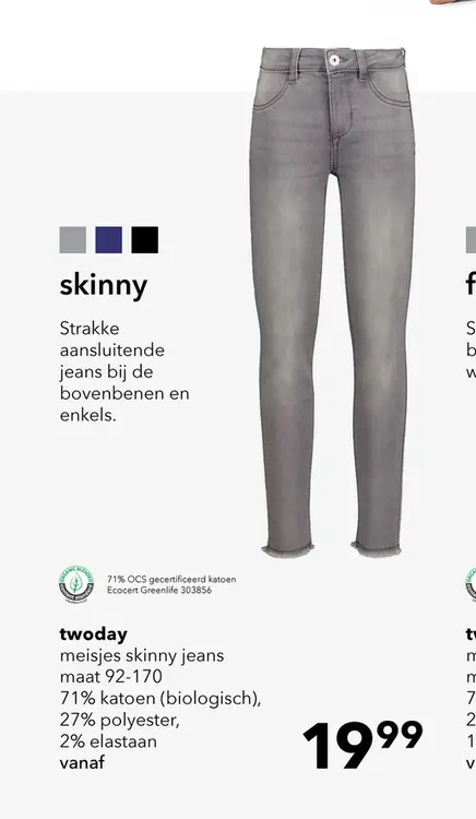 Aanbieding: TwoDay meisjes jeans lichtgrijs
