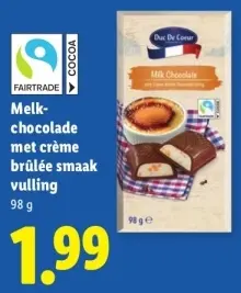Aanbieding: Melkchocolade met crème brûlée smaak vulling