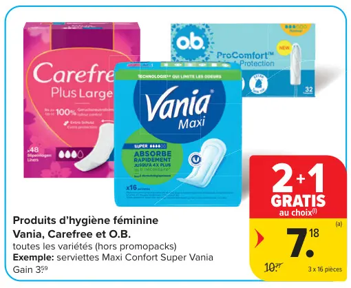 Offre: Produits d'hygiène féminine
