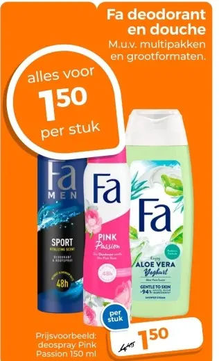 Aanbieding: Fa deodorant en douche